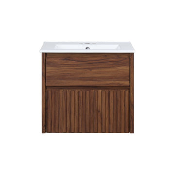 Sherwin Slat Modern Coastal 2-Drawer Wall Mounted Bath Vanity Cabinet Only (Sink Basin Not Included) - JONATHAN Y